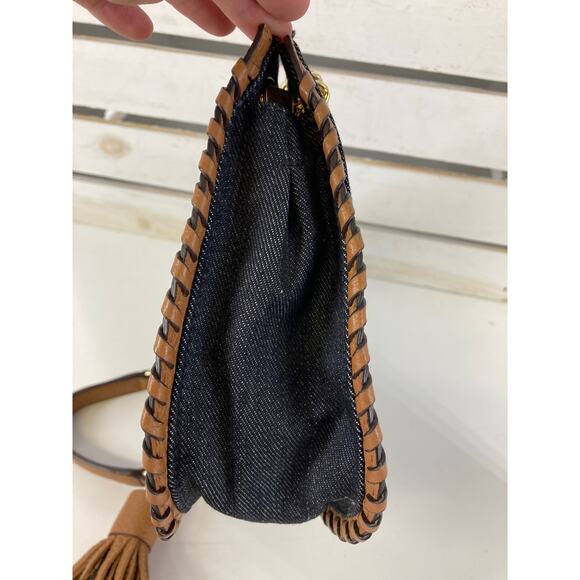 MICHAEL KORS SMALL DENIUM AND BROWN LEATHER SHOULDER BAG - Picture 5 of 10